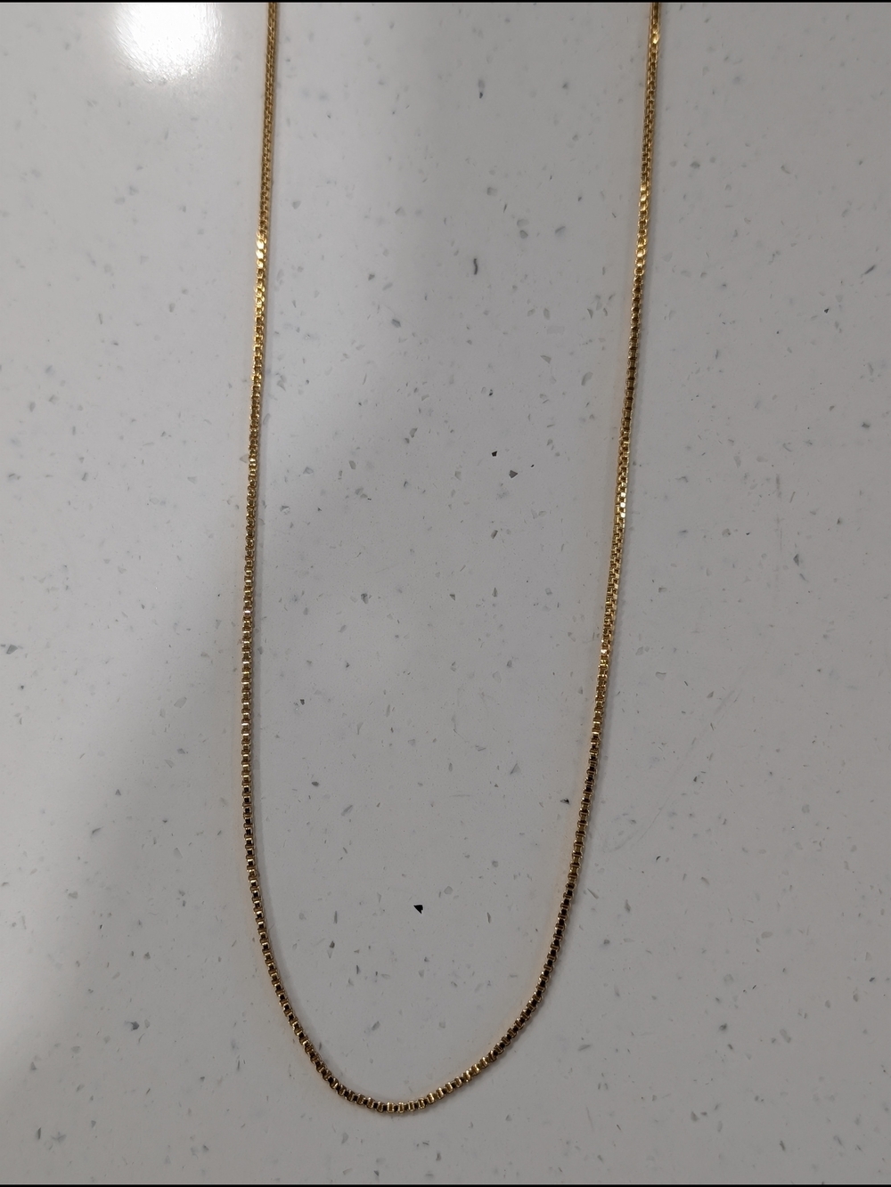 Real 18K Gold Plated Over 925 Sterling Silver Men's Gold Box Chain Necklace